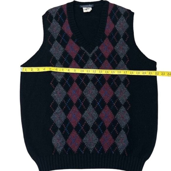 Christopher Hayes Shetland Wool Argyle Sweater Vest Mens L Vtg Preppy Academia - Picture 8 of 8